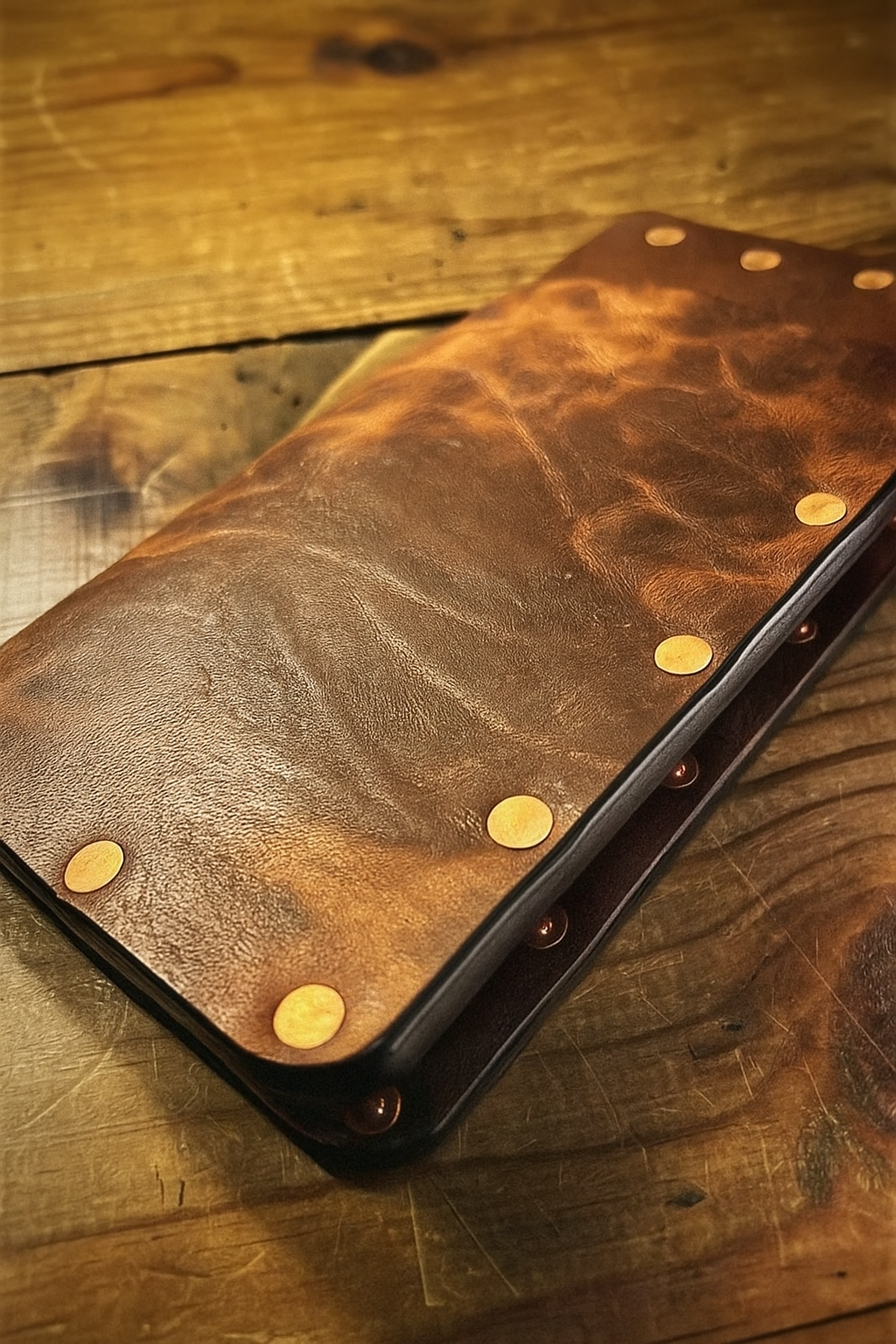 Fine Dining Pure Leather With Golden Rivets Bill Book