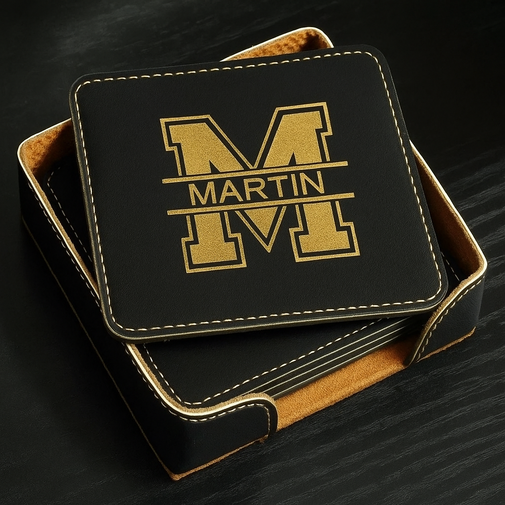 Gold Letter M Coaster Set Of 4