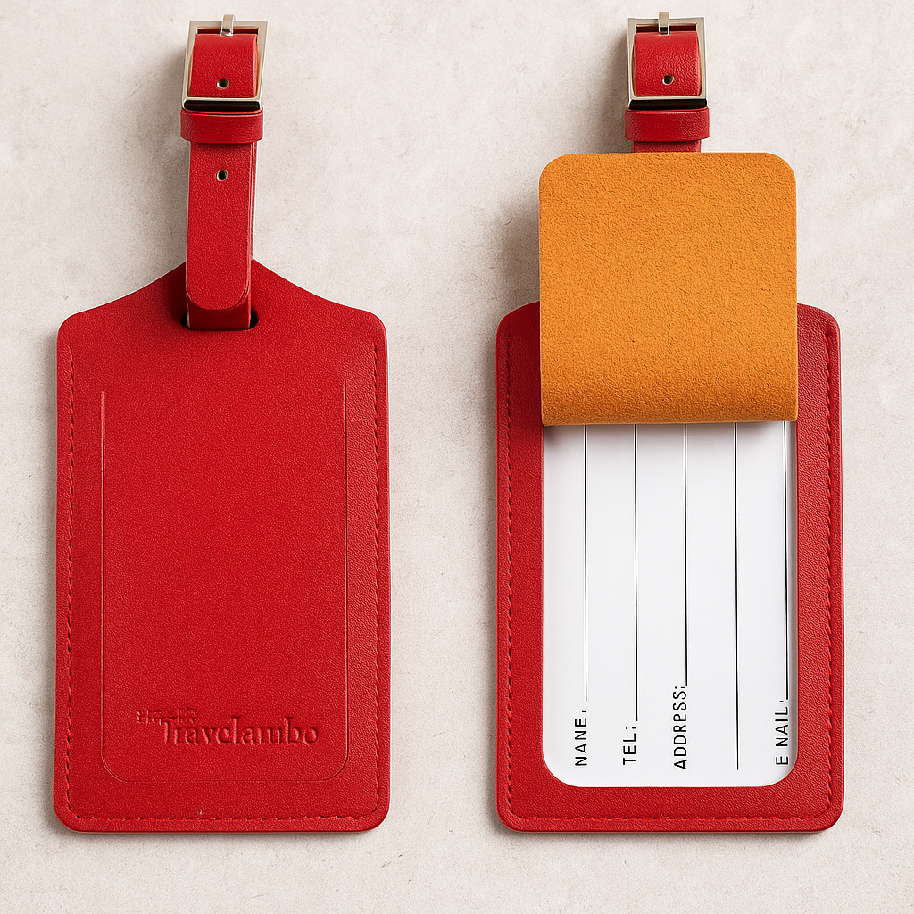 ID Tag with Bold Red Strap