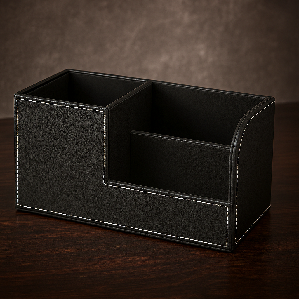 Black Leather Desk Organizer