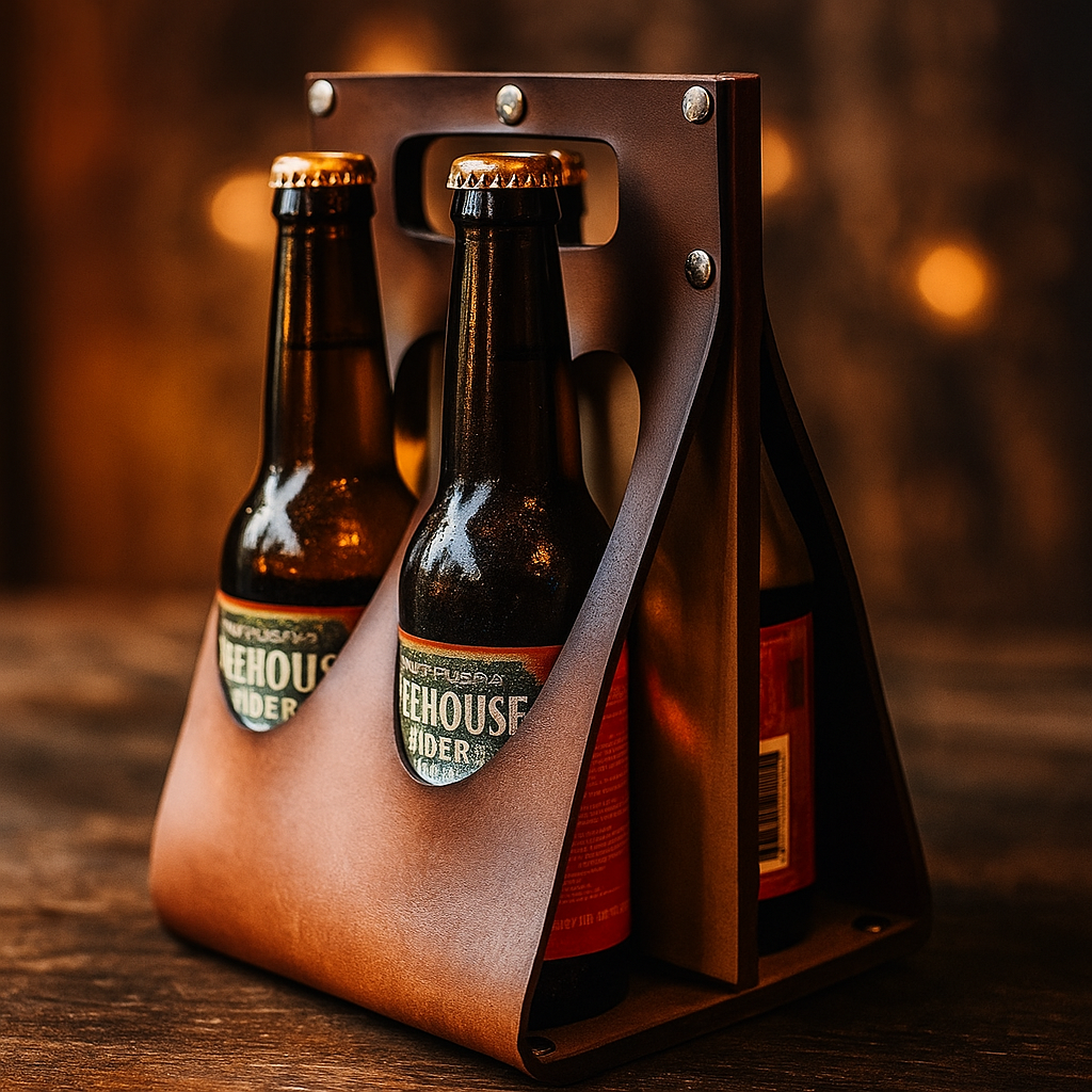Wine/Beer Bottle Carrier With Leather Grip