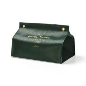 green leatherite tissue box