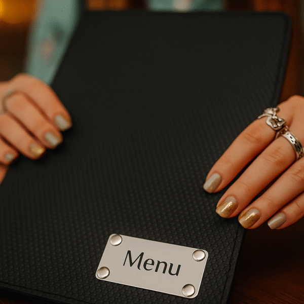 Pure Leather Menu Folder With Silver Plating