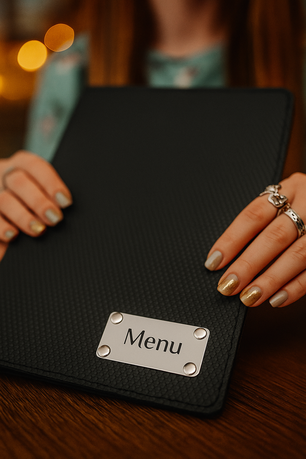Pure Leather Menu Folder With Silver Plating