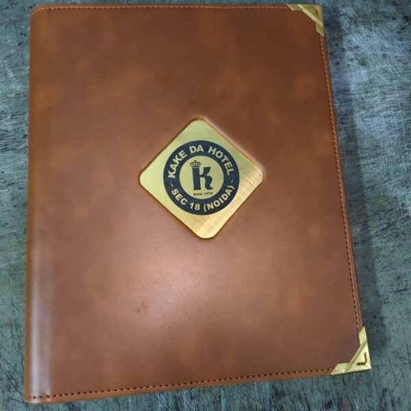 Premium Brown Menu Folder With Gold Accents